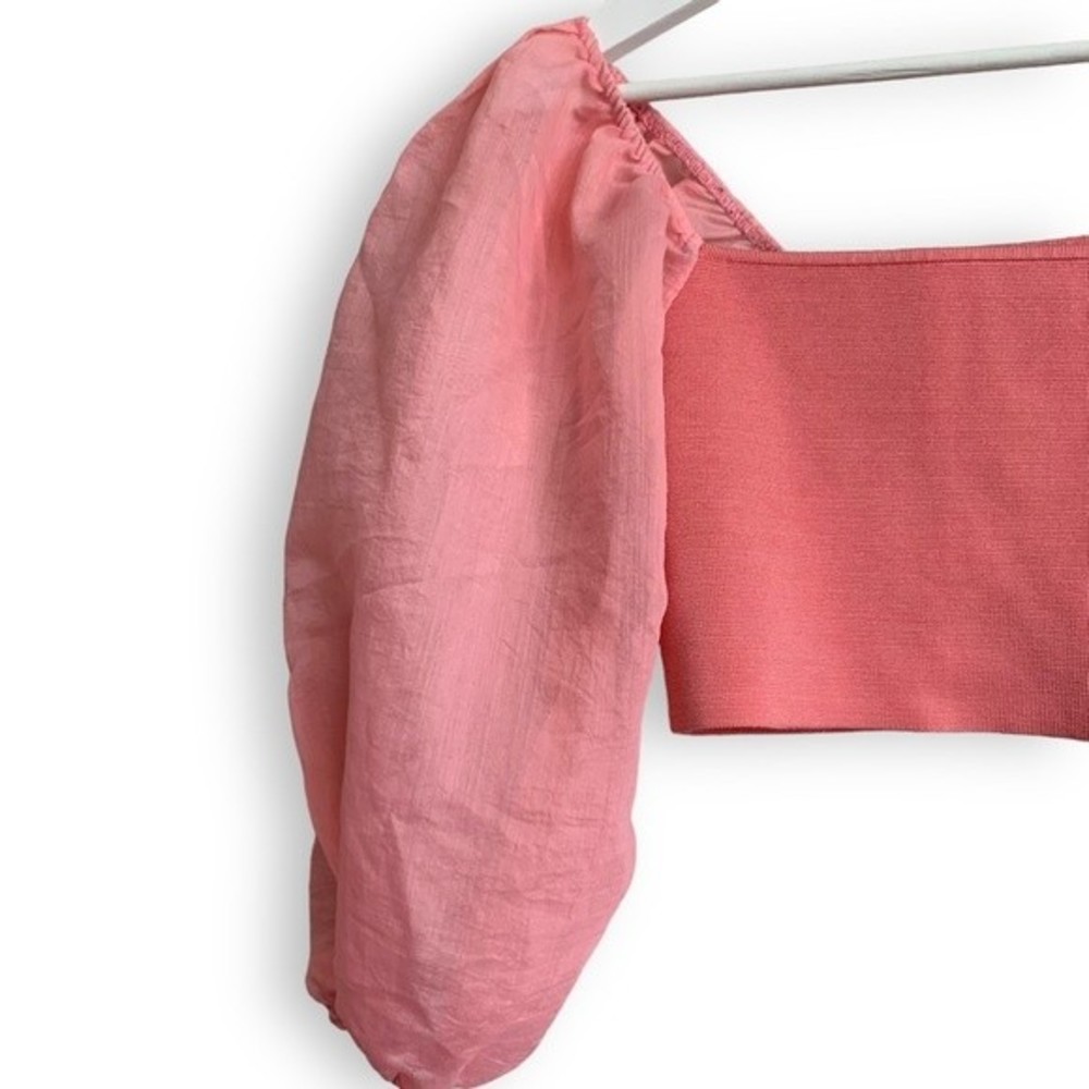 Zara Puff Sleeve Crop Top Pink Sheer Organza SOLD - Picture 6 of 16